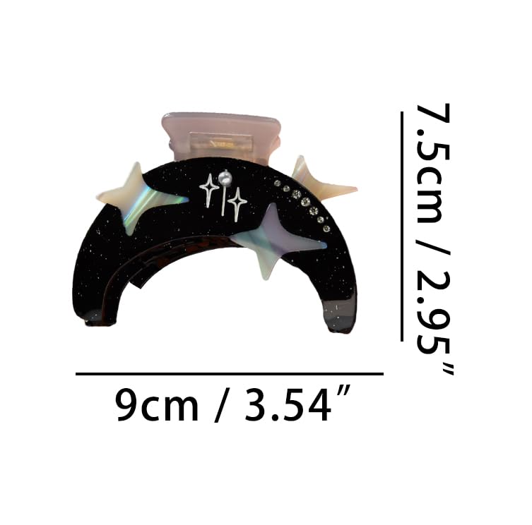 Black Star Moon Hair Clip - Acetate Claw Hair Accessories for Women