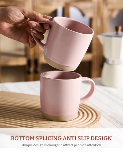 Pink Milkyway Coffee Mug Set of 4 13oz Ceramic Cups with Handle - Famiware