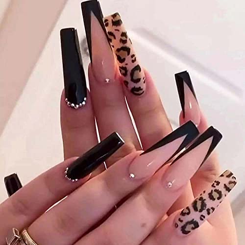 Black Press On Nails Coffin Shape Fake Nails for Women - Easy DIY Manicure