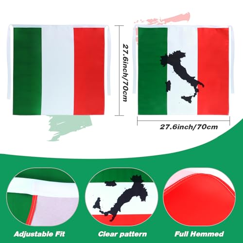 Kyson Italian Chef Costume Set B - 6Pcs Chef Bib Apron Hat Bandanas for Man Woman Pizza Party