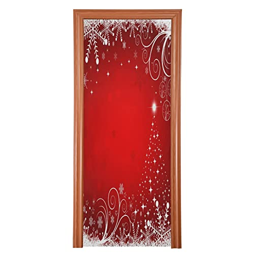 Winter Snowflake Door Cover - Christmas Porch Banner A 35 x 79 Inch