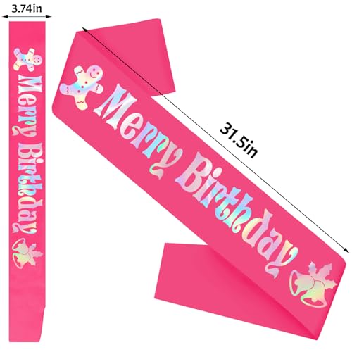 Holiday Birthday Sash with Iridescent Foil - Hot Pink Party Accessory