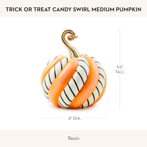 Medium Resin Pumpkin Decor - Trick or Treat Candy Swirl Fall Halloween