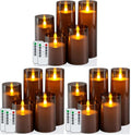 Homemory Grey Flickering Flameless Candles Set of 5 - Remote Control & Timer