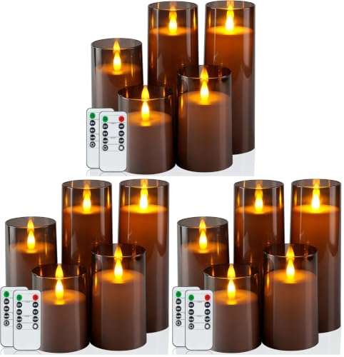 Homemory Grey Flickering Flameless Candles Set of 5 - Remote Control & Timer