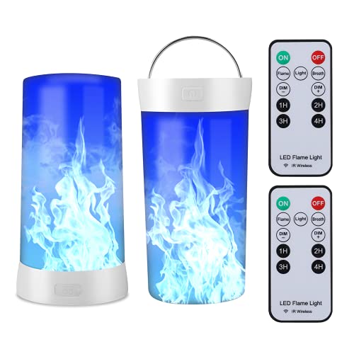 LED Flame Light USB Rechargeable Outdoor Hanging Lamp with Remote - Blue