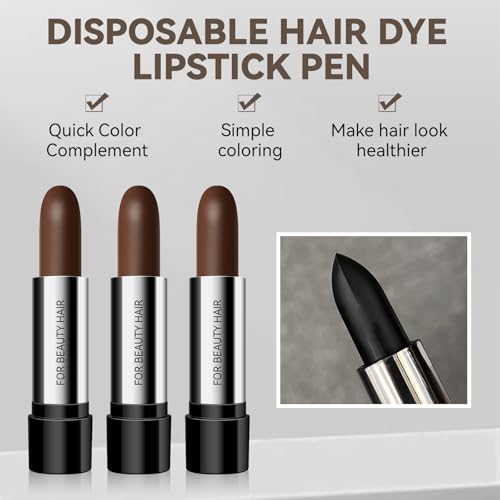 Hair Color Touch-Up Stick Set - Dark Brown 3PCS for Root & Gray Coverage