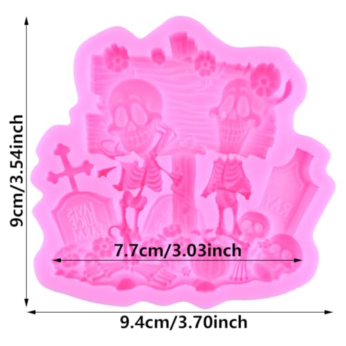 Halloween Skull Silicone Mold Graveyard Tombstone Fondant Mold - Style H