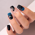 CurvLife Medium Square Night Design Gel Press-On Nails - Soft Gel Finish