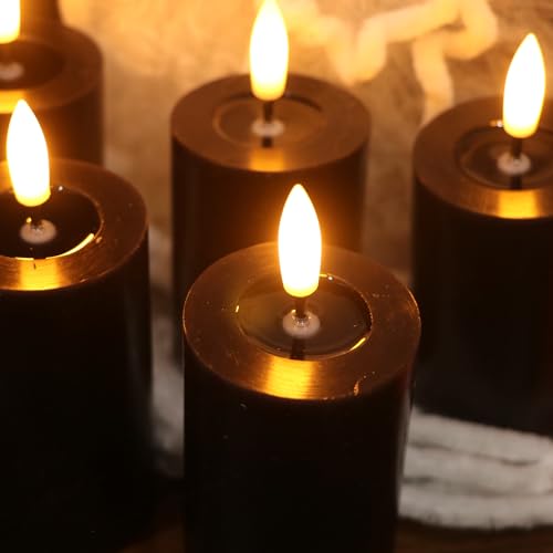 Halloween Mirror Surface Candles with Remote Timer - Black Set of 6