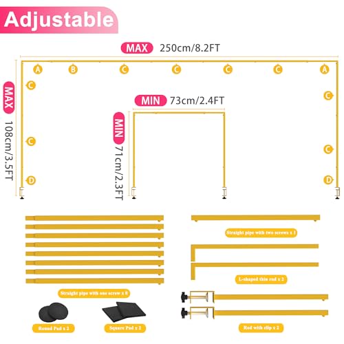 Gold Over The Table Rod Stand with Clamps - Adjustable Table Arch Banner Holders