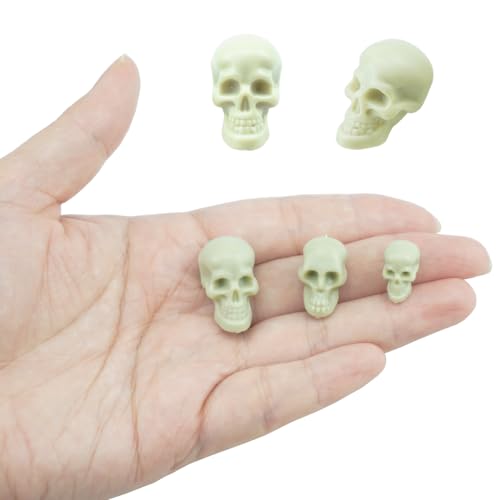 Mini Plastic Skull Decor Set - Halloween Skeleton Heads for Crafts, Parties & Home
