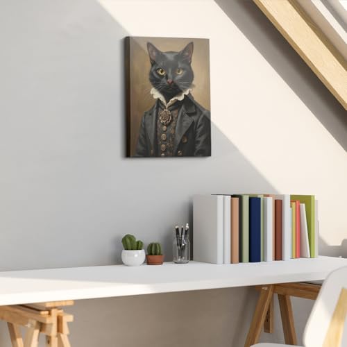 Halloween Gothic Cat Wall Art - Framed Canvas Wall Decor with Variation - Black Cat