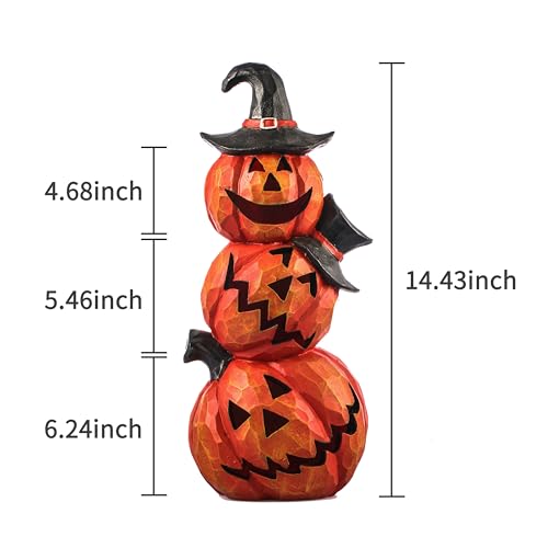 Light Up Evil Pumpkin Halloween Decoration 14 Inch Jack O' Lantern with Orange Hat Variation