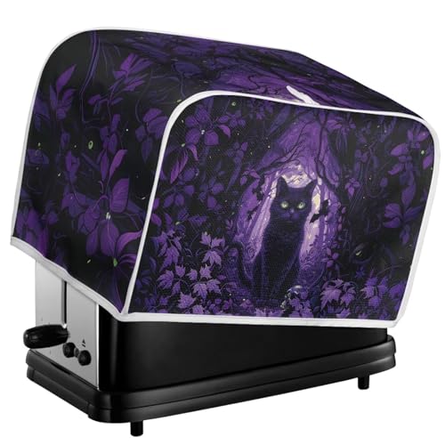 Cat Bat Maple Leaves Print 2 Slice Toaster Cover - Dustproof Kitchen Accessory - Halloween Decoration