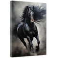 Horse Canvas Wall Art - Black Running Horse Animal Painting - 16x24 Framed Decor Variation of THIS listing