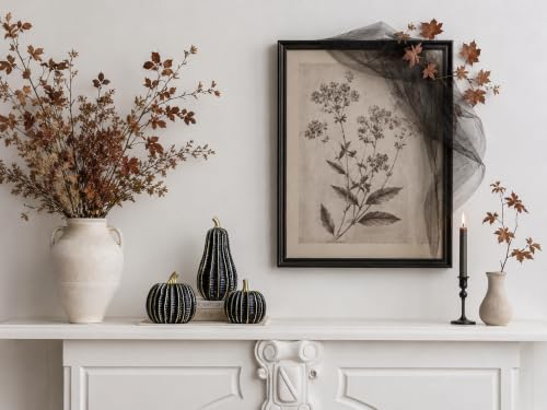 Black & Gold Resin Pumpkin Decorations Set - Halloween & Fall Decor