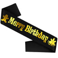 Holiday Birthday Sash with Gold Foil - Black Satin Party Accessory