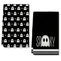 Black Halloween Kitchen Towels Set of 2 18x26 Inch Ghost Decoration