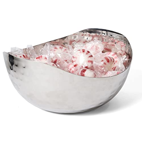 Hammered Stainless Steel Wave Candy Dish Catch All Bowl 6x6 Inches Silver