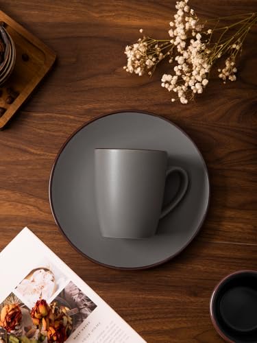 Dark Grey 4-Piece 12oz Coffee Mug Set - Handle Drinkware for Tea, Cocoa, Milk