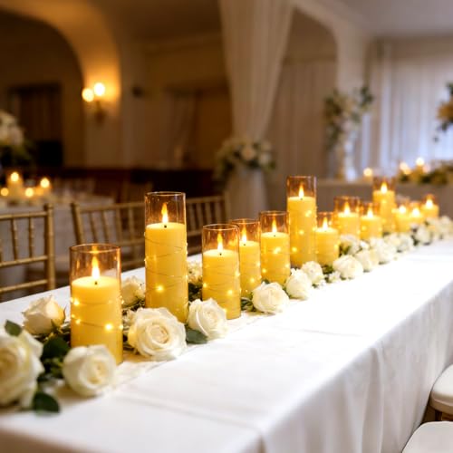 Flameless LED Candles with Timer, 24 Pack, Gold - Romantic Home Decor