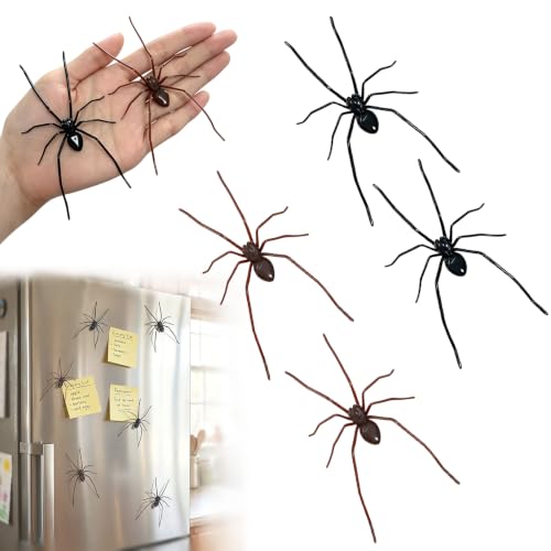 3D Realistic Spider Magnetic Fridge Decor - 4 Pcs Halloween Prank Set