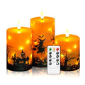 Flameless Candles with Remote Control & Star String - 3 Pack Orange