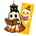 Ghost Reading Book Ornament - Halloween Decor for Book Lovers, Gift Idea