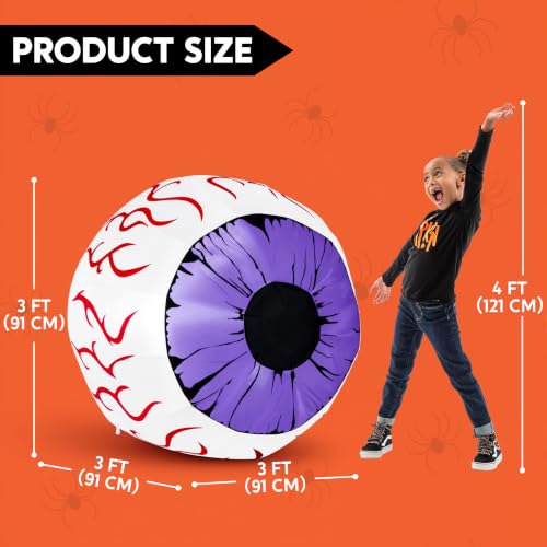 Purple Halloween Inflatable Eyes Set - 3Ft Outdoor Yard Decoration with LEDs