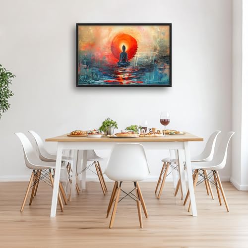 Buddha Wall Art Canvas Print - Large Abstract Zen Meditation Artwork for Living Room & Bedroom - 36 x 24 Inches - Variation of Buddha / 36"L x 24"W