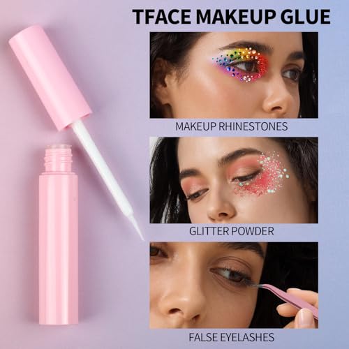 Face Rhinestones Kit for Makeup & Nail Art with Glue, 12 Colors & Accessories