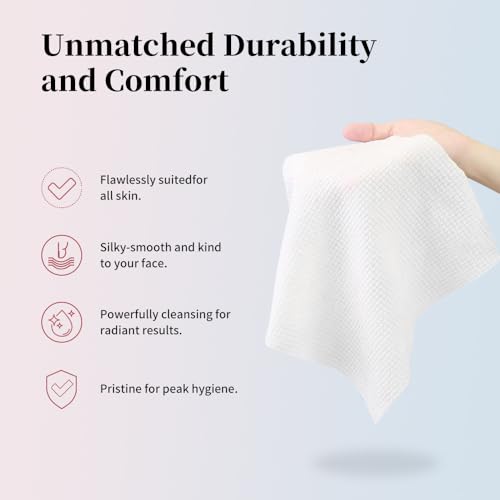 Disposable Face Towels - 10x12 Inch Ultra Soft Makeup Remover Wipes, 50 Count