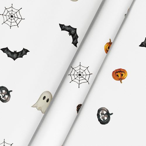 Halloween Tablecloth 60 x 84 Inch Oval Ghost Pumpkin Orange - Durable Polyester