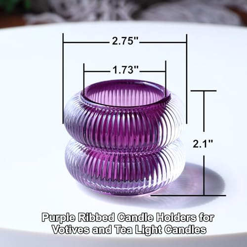 Purple Votive Candle Holders Set of 6 - Tealight Holders for Halloween & Home Decor - Variation of Purple / 6
