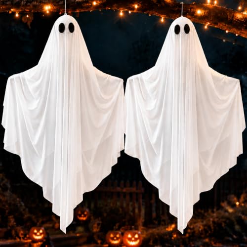 Large 4FT Halloween Hanging Ghost Decorations - 2 Pack, Indoor & Outdoor Spooky Decor