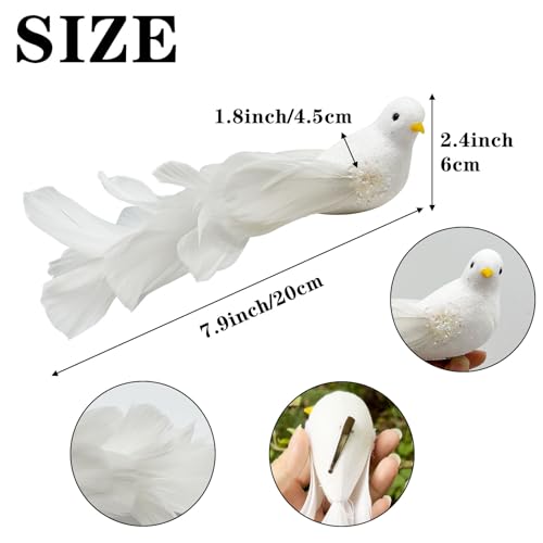 White Glitter Birds Clip-On Christmas Tree Decorations Set of 2 - 8 Inches