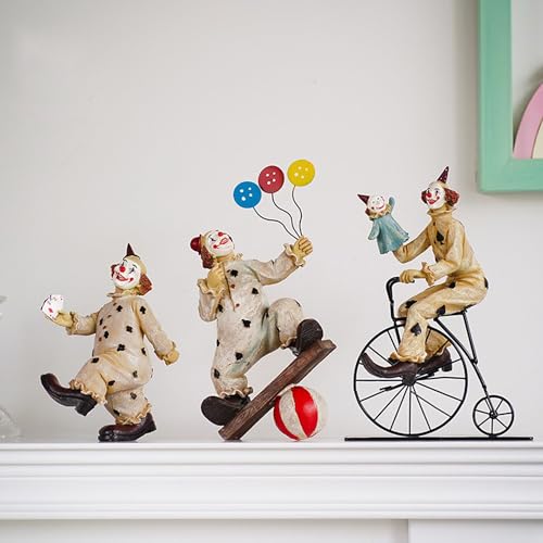 Small Circus Clown Resin Sculpture for Halloween Home Decor - 9 Inch