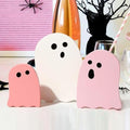 Halloween Ghost Decor Set - Pink & White Wooden Table Decorations for Indoor Home & Office