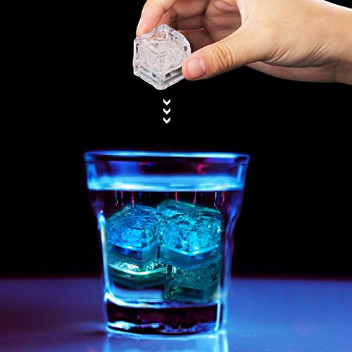 Blue LED Ice Cubes for Drinks - 96PCS Liquid Activated Waterproof Party Decor