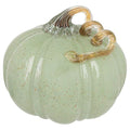 Large Handblown Glass Pumpkin - Seafoam & Gold Speckled Thanksgiving Halloween Decor