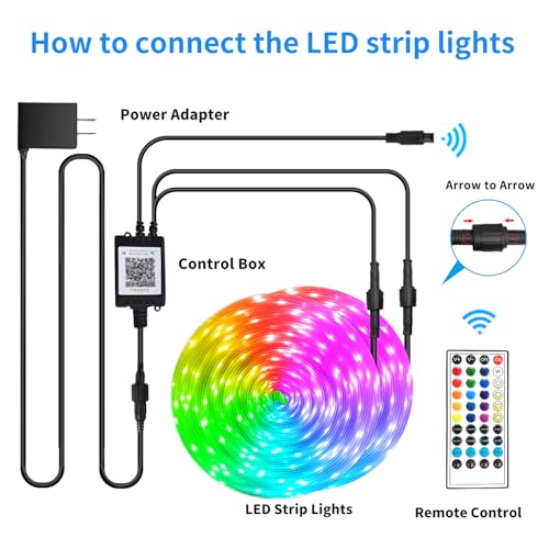 Outdoor Waterproof LED Strip Lights 400ft with App & Remote Control, Music Sync IP68 for Patio, Garden, Halloween
