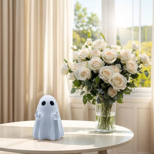 Halloween Skeleton Figurine with Middle Finger - Funny Gothic Ghost Decor - Resin Desk Ornament