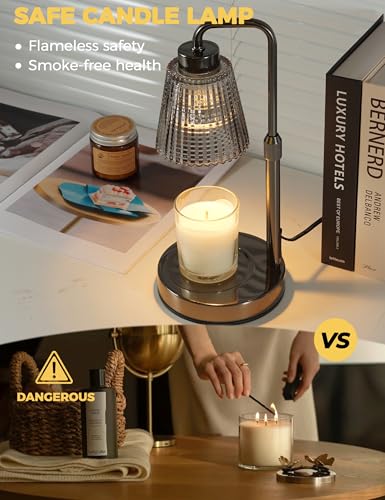 Silver Gray Candle Warmer Lamp with 24h Cycle Timer & Dimmable Feature