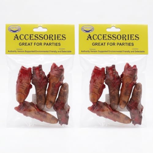Halloween Fake Bloody Severed Finger Props - 10 Pack Prank & Costume Accessories