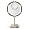 Conair LED-Lighted Fan Makeup Mirror with Spot Magnification, Vanity Mirror with Lights and Fan with 3 Settings, 6.3-Inch Viewing Area, Brushed Satin Nickel Finish