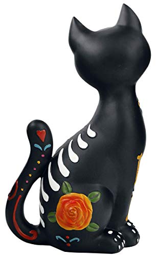 Sugar Kitty Figurine - Dia de los Muertos Black Cat Hand-Painted Resin Decor