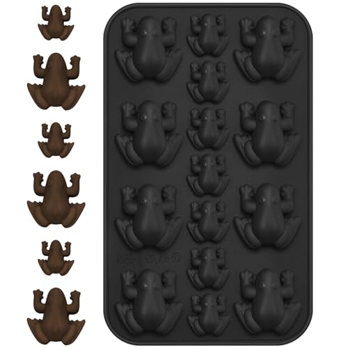 Domensi Black 12 Cavity Silicone Frog Chocolate Mold Candy Ice Tray - Cute Design