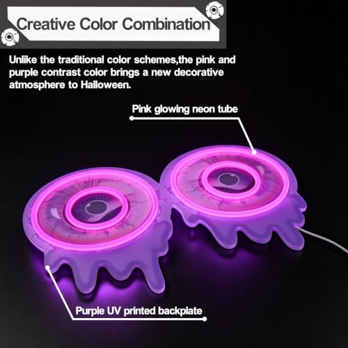 Halloween 2 Eyeball Neon Sign - Purple Eyeball LED Light for Indoor Decor