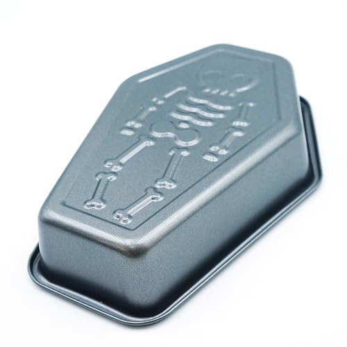 9.5 Inch Skeleton Coffin-Shaped Baking Mold - Halloween Skull Cake Pan, Non-Stick Cake Mold